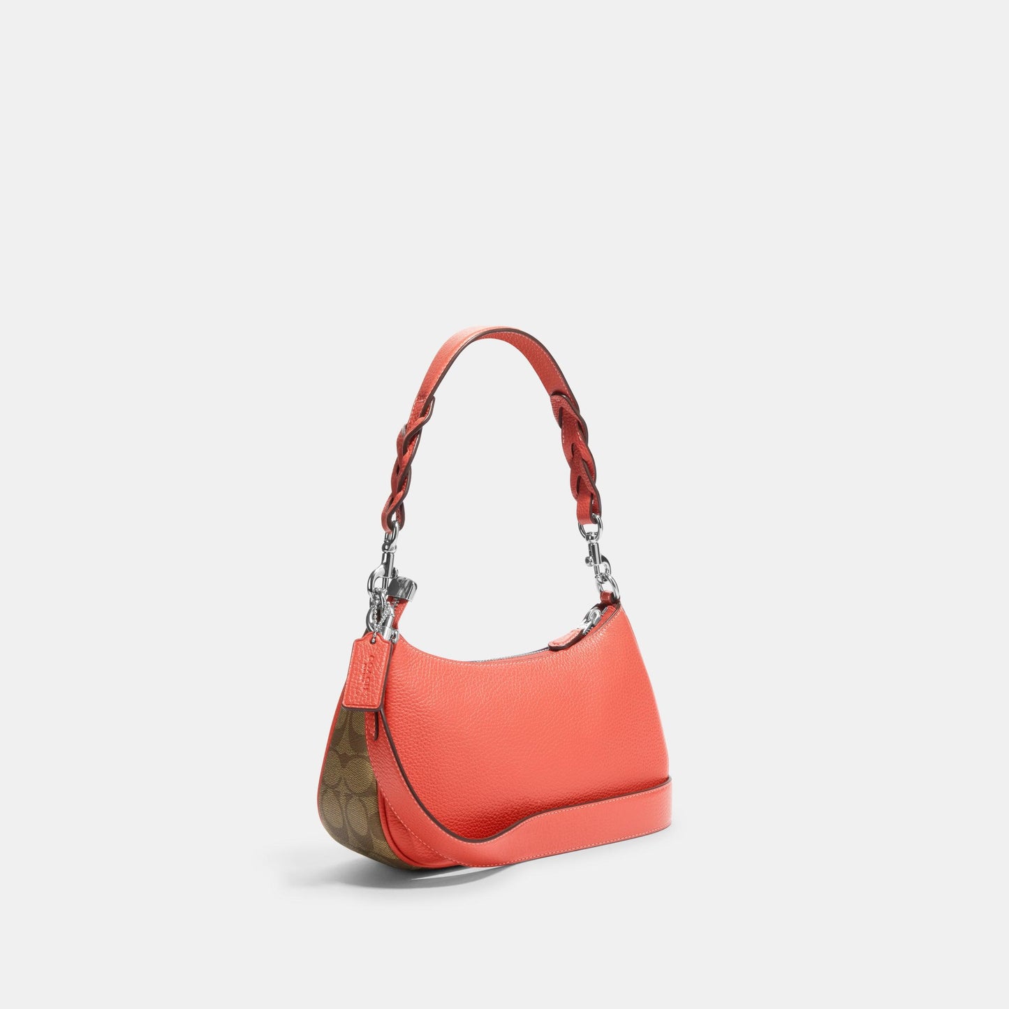 Teri Shoulder Bag In Signature Canvas-CJ590-Sv/Khaki/Tangerine