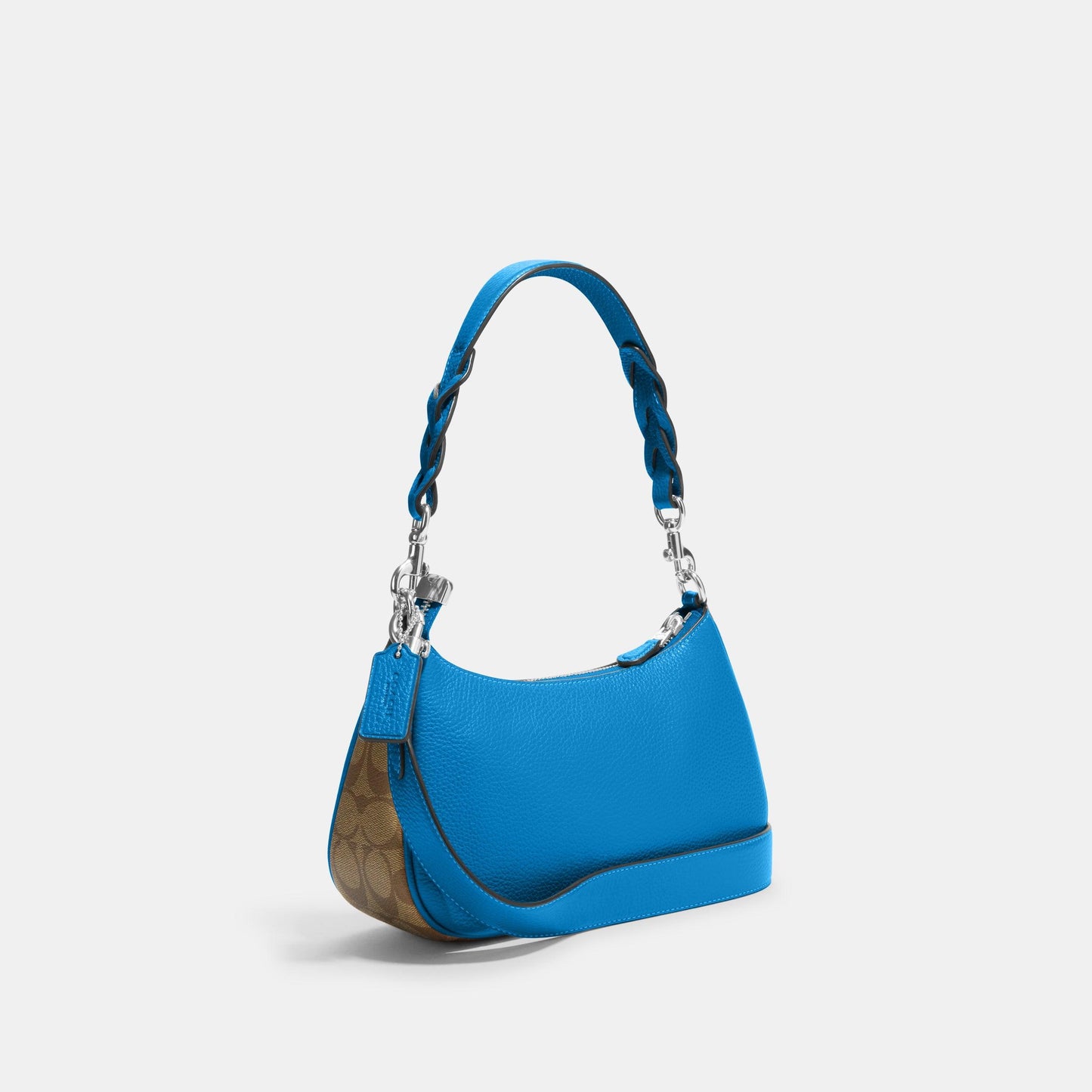 Teri Shoulder Bag In Signature Canvas-CJ590-Sv/Khaki/Racer Blue