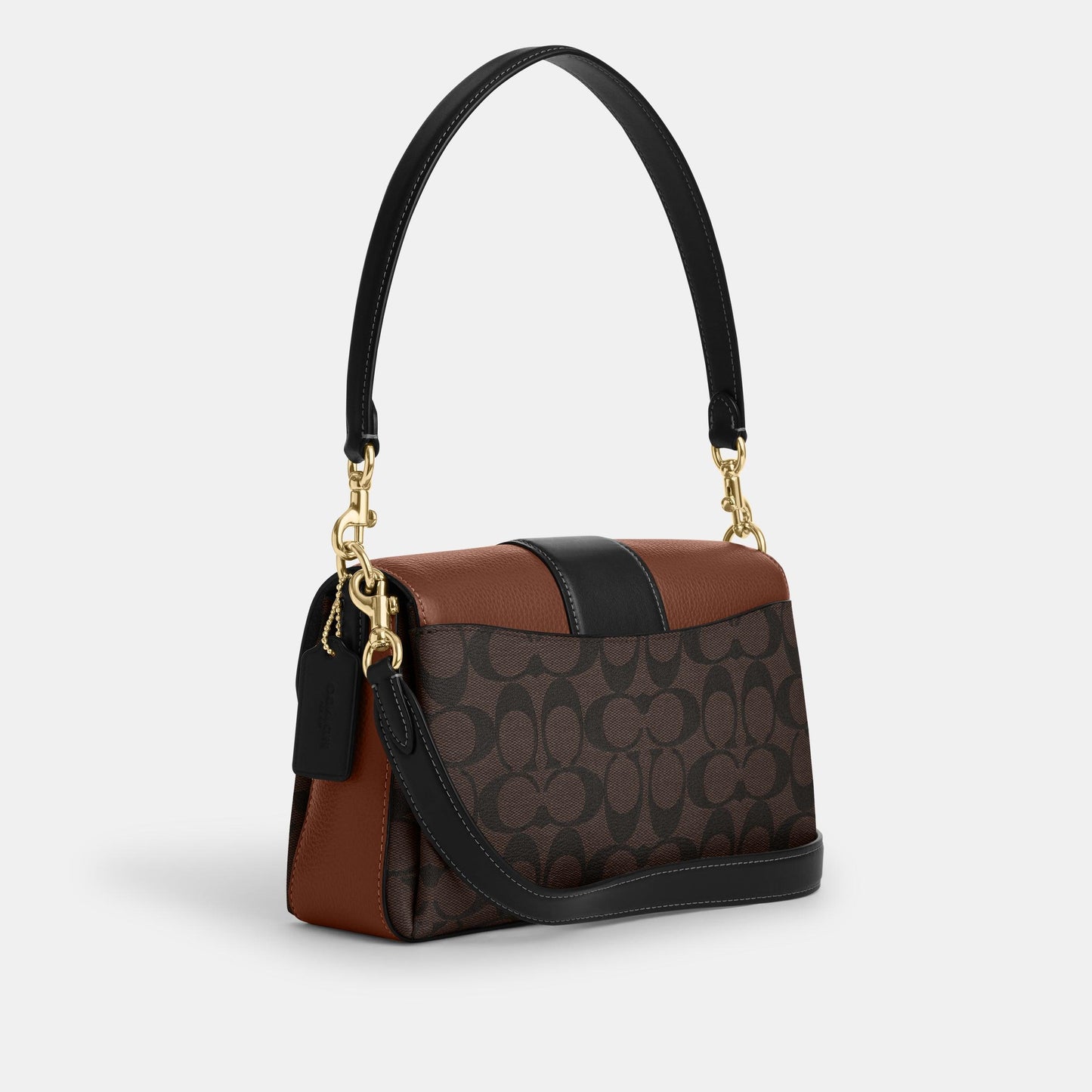 CJ633-Grace Shoulder Bag In Colorblock Signature Canvas-IM/Brown/Redwood Multi