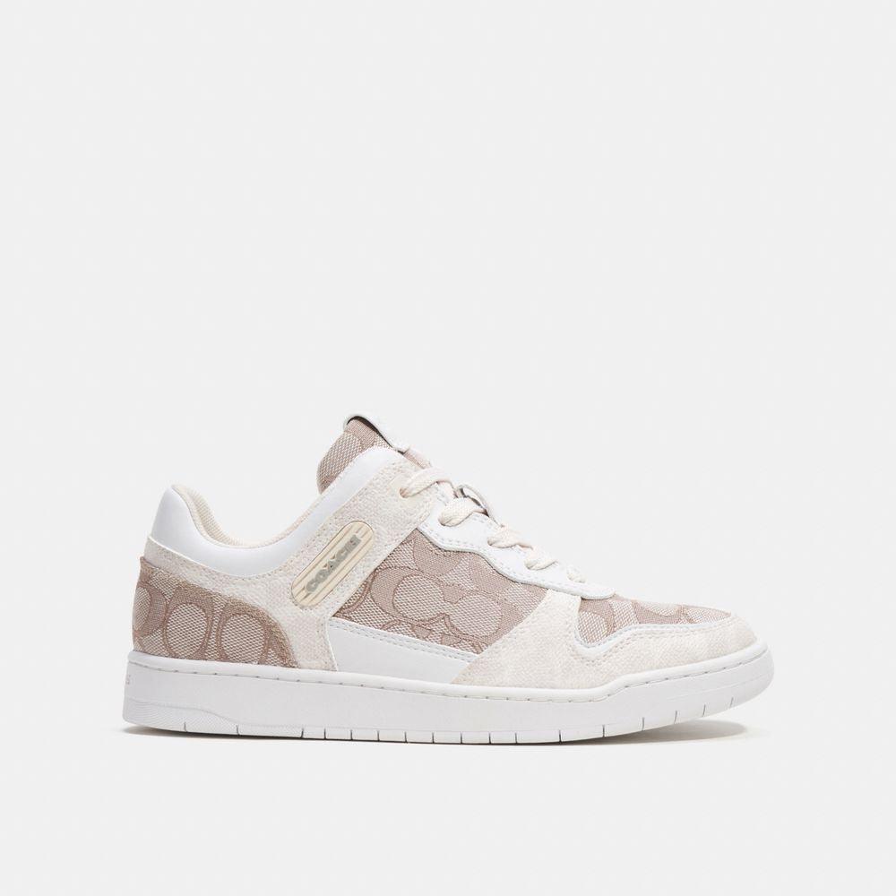 CK571-C201 Low Top Sneaker In Signature Jacquard-Chalk/Stone