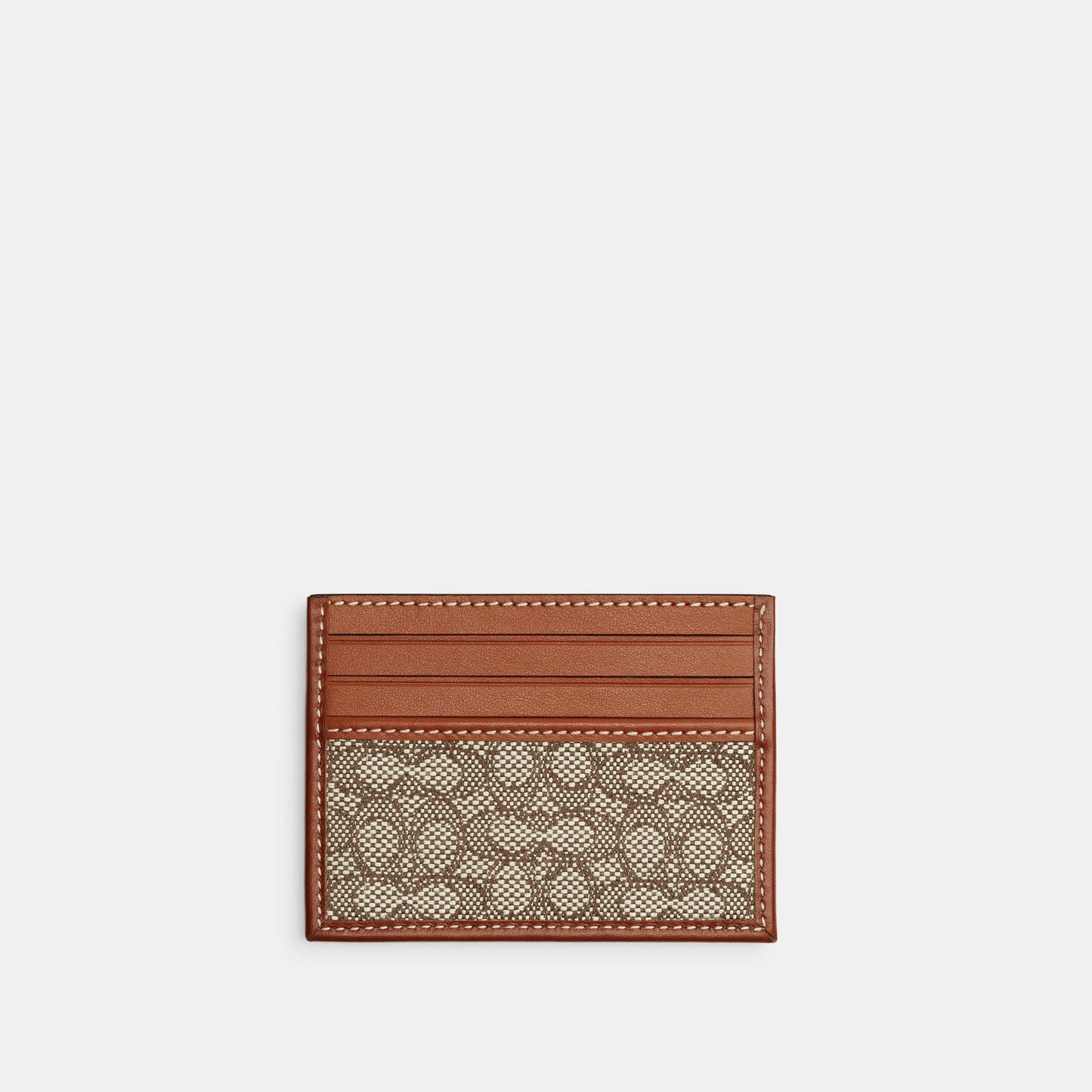 CM381-Card Case In Micro Signature Jacquard-Cocoa/Burnished Amber