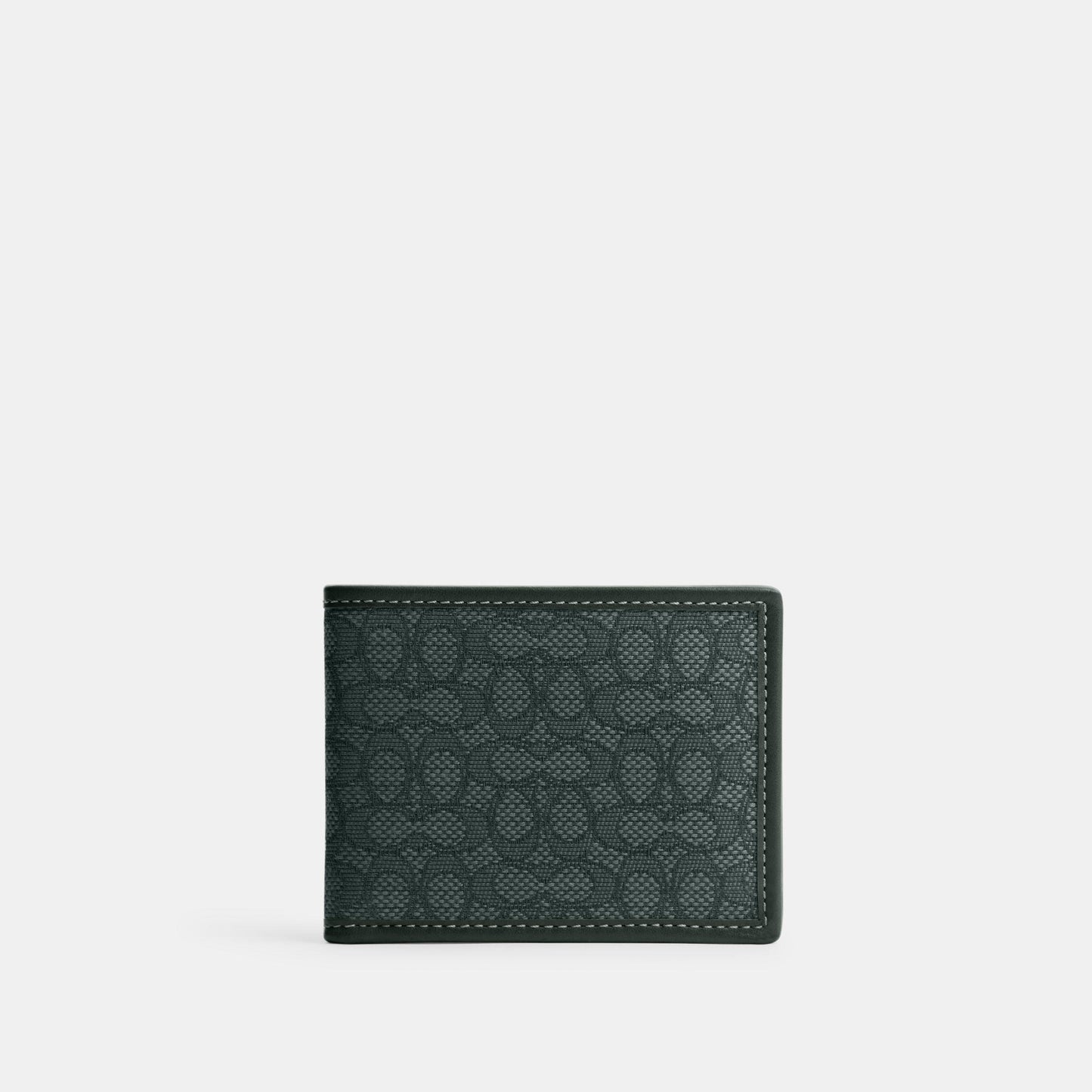 CM400-Slim Billfold Wallet In Micro Signature Jacquard-Amazon Green