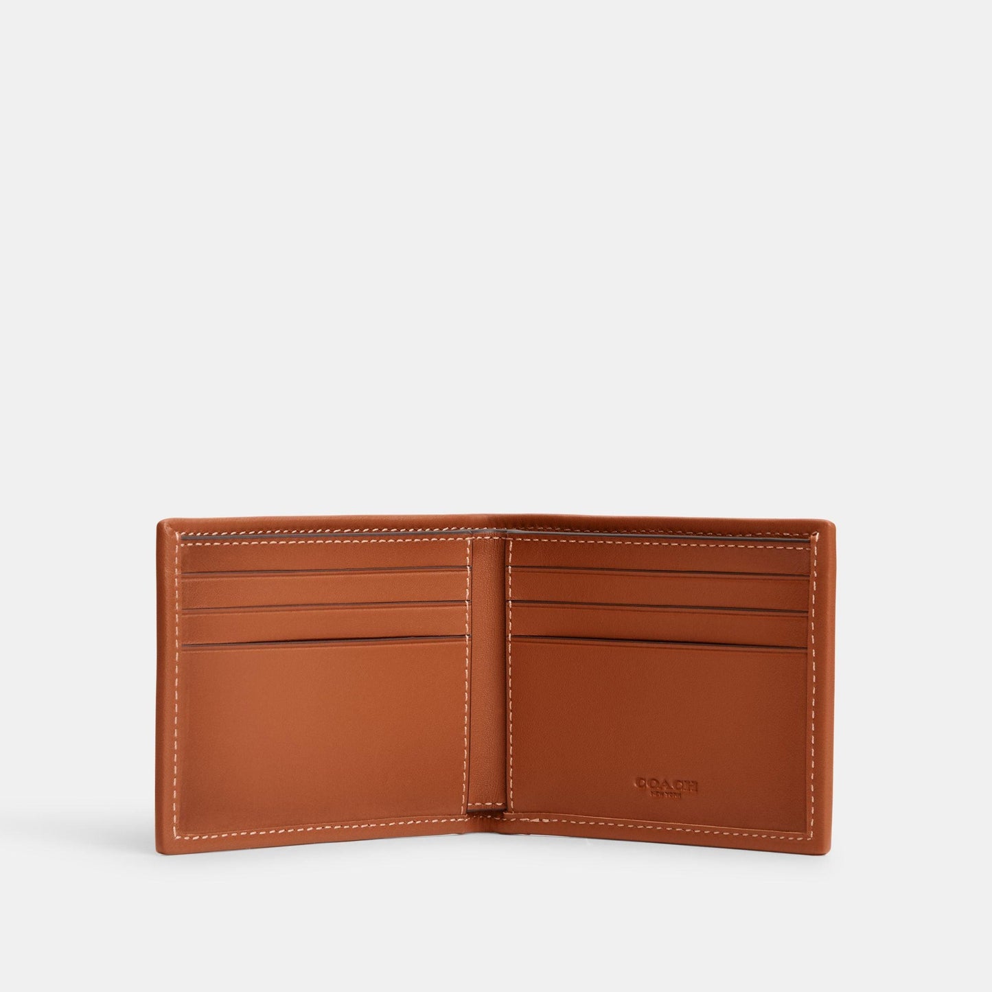 CM400-Slim Billfold Wallet In Micro Signature Jacquard-Cocoa/Burnished Amber