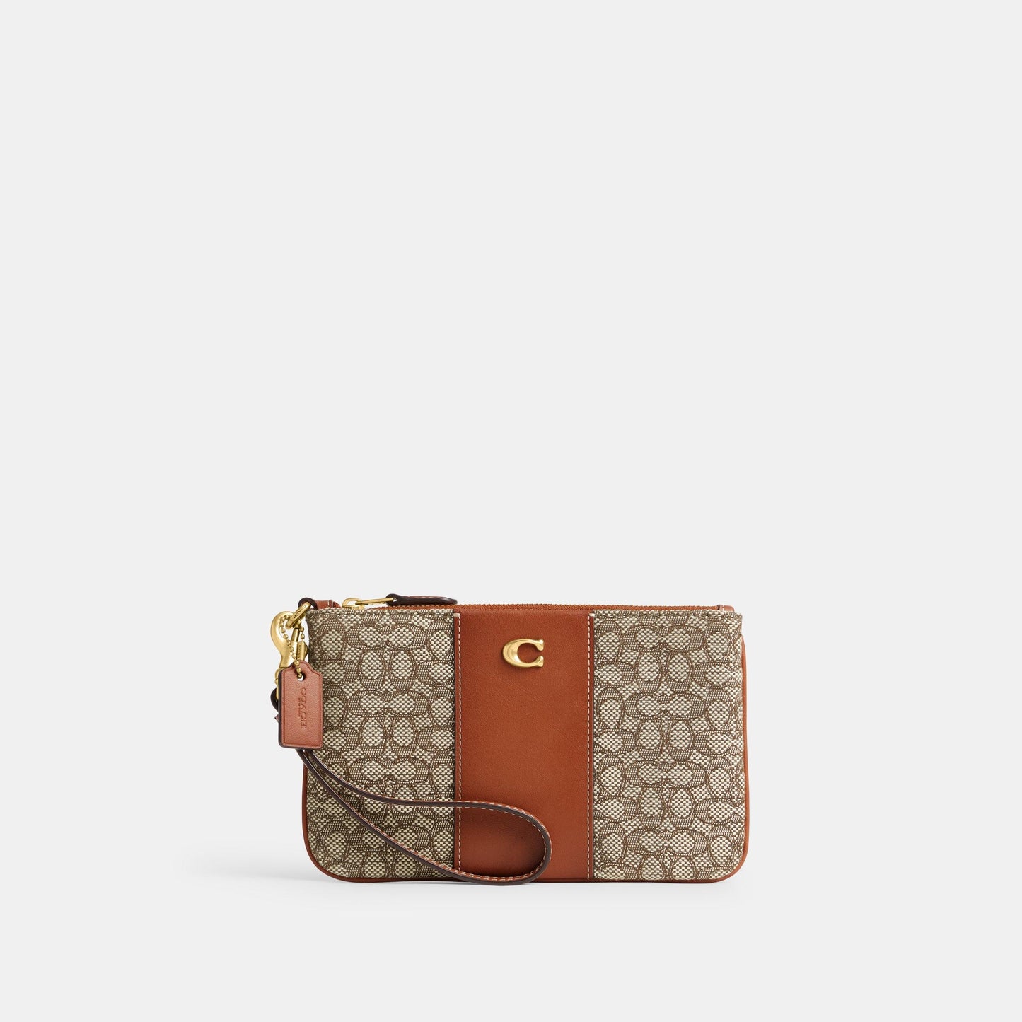 CM512-Small Wristlet In Micro Signature Jacquard-B4/Cocoa Burnished Amb