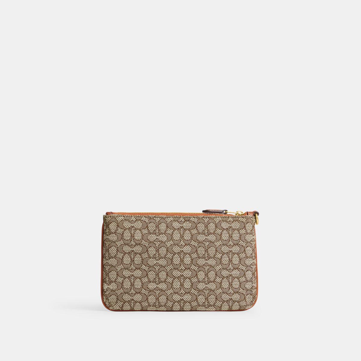CM512-Small Wristlet In Micro Signature Jacquard-B4/Cocoa Burnished Amb