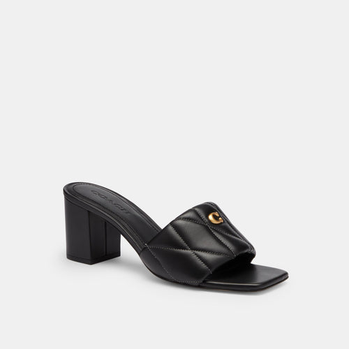 Coach Outlet Coach Black Heels Sculpted C Block Heel Sandal