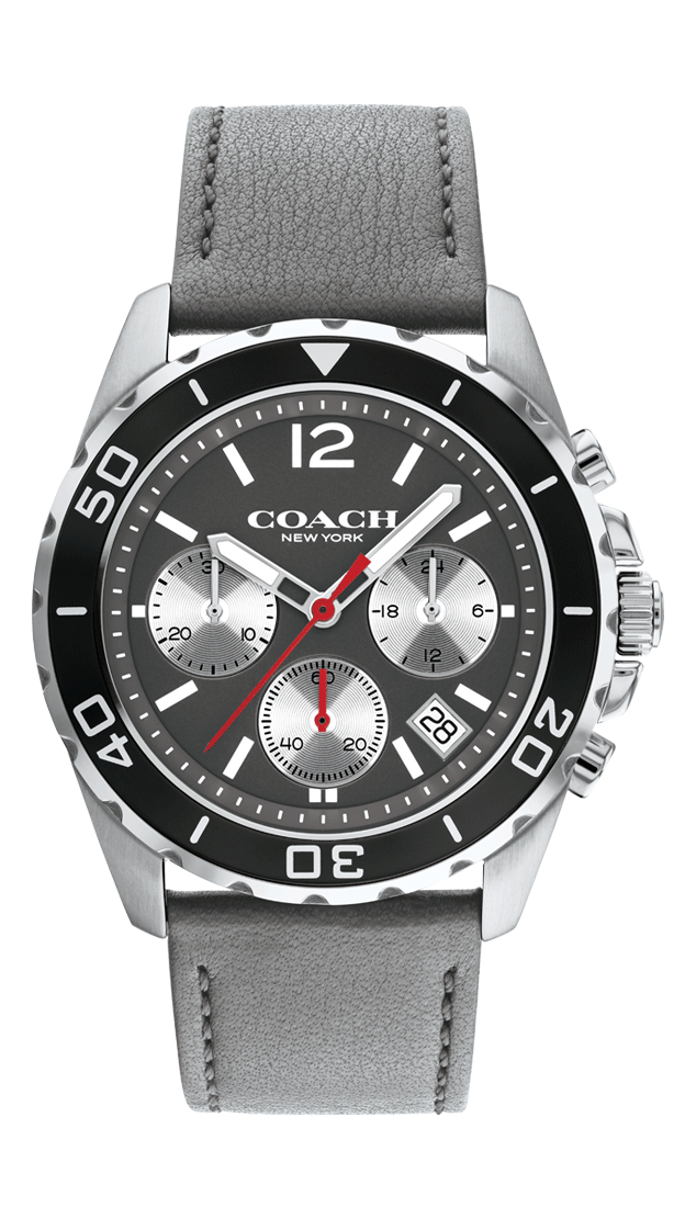 ساعة كوتش للرجال "كينت Kent"، من جلد العجل بلون رمادي