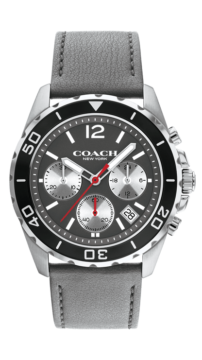 ساعة كوتش للرجال "كينت Kent"، من جلد العجل بلون رمادي