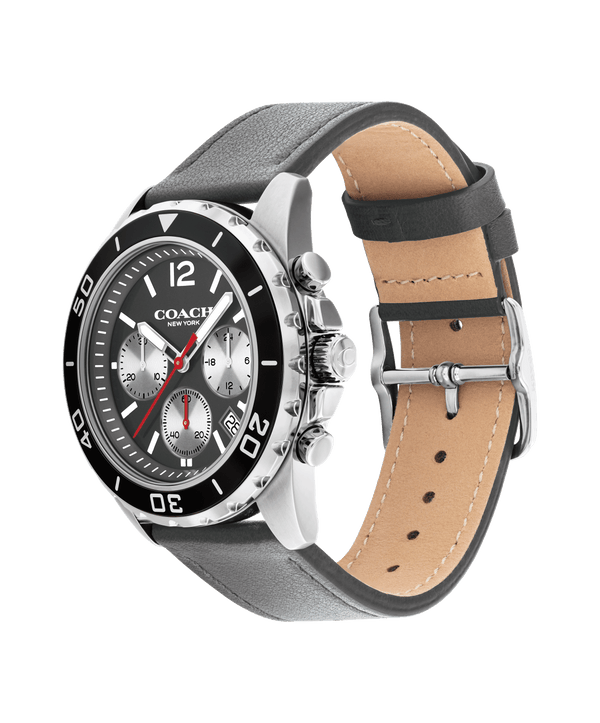 ساعة كوتش للرجال "كينت Kent"، من جلد العجل بلون رمادي