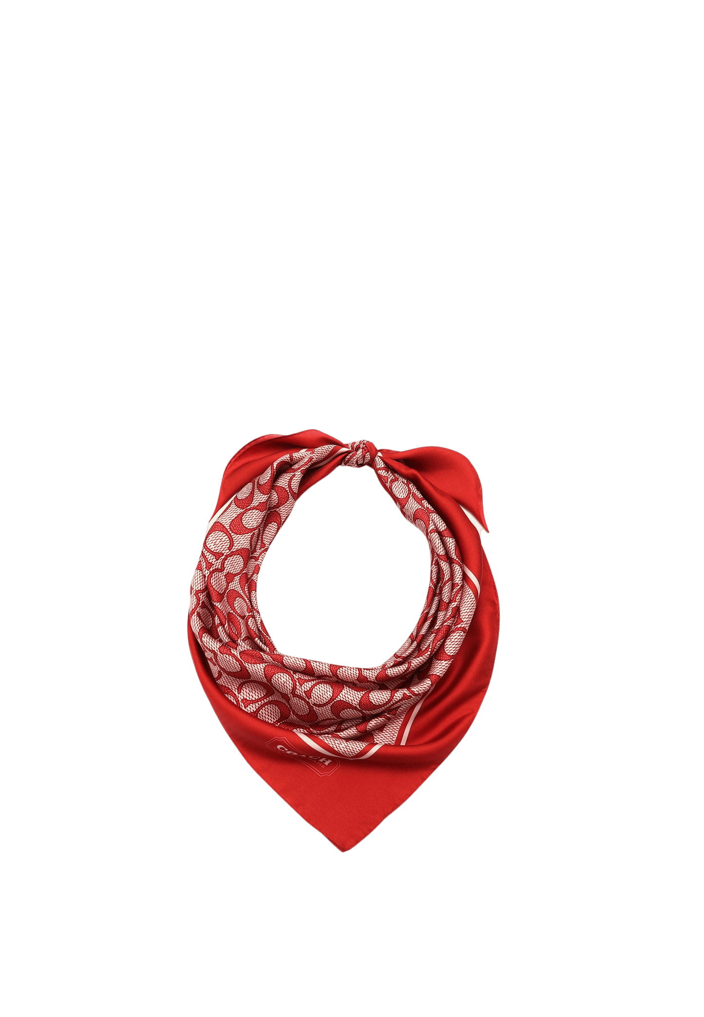 29C2755-Textured Signature C Printed Silk Square-True Red