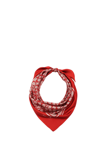 29C2755-Textured Signature C Printed Silk Square-True Red