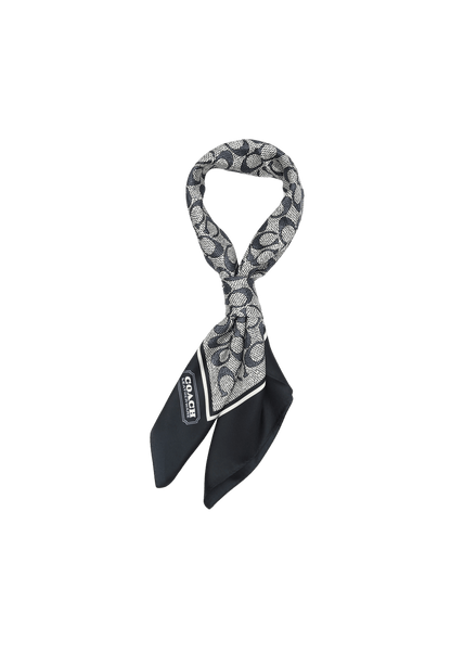 29C2755-Textured Signature C Printed Silk Square-Midnight Navy