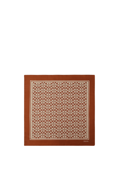 29C2755-Textured Signature C Printed Silk Square-Pecan