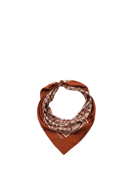 29C2755-Textured Signature C Printed Silk Square-Pecan