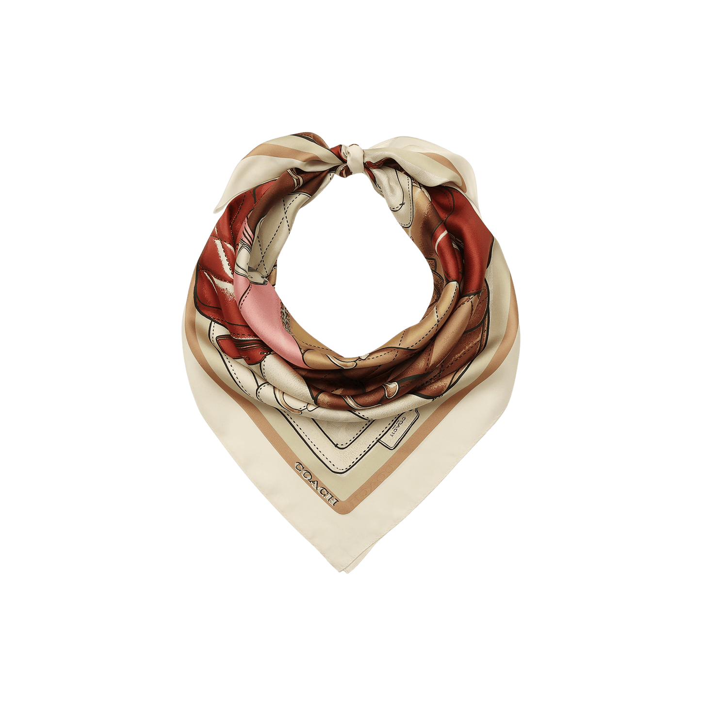 29CAS76-Stacked Tabby Printed Silk Square-Off White / Multi
