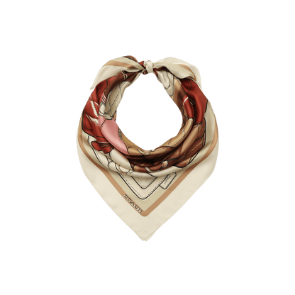 29CAS76-Stacked Tabby Printed Silk Square-Off White / Multi