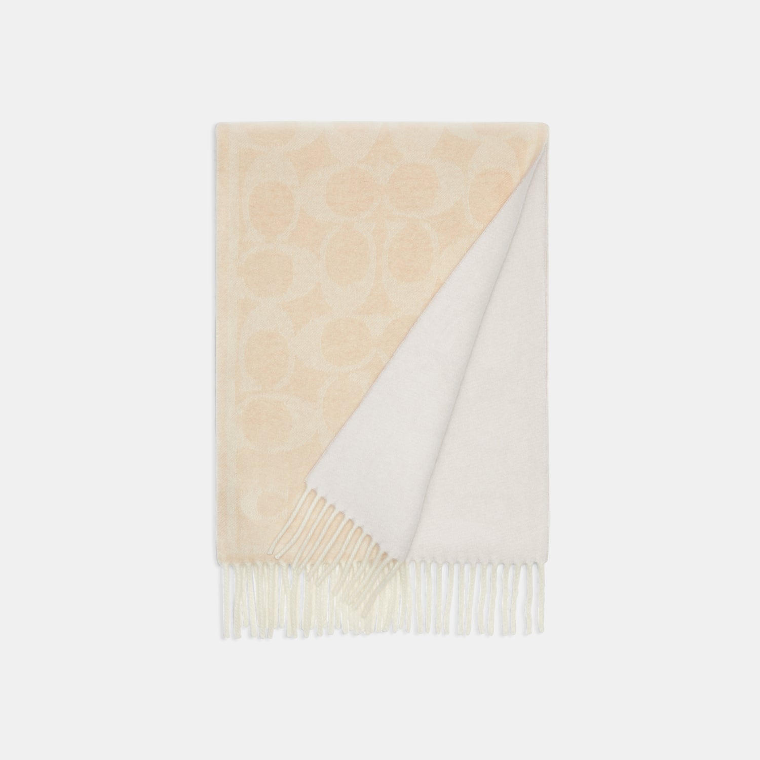 29CB692-Signature C Revesible Cashmere Muffler -Chalk
