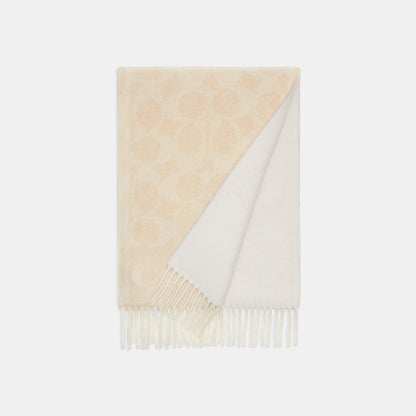 29CB692-Signature C Revesible Cashmere Muffler -Chalk