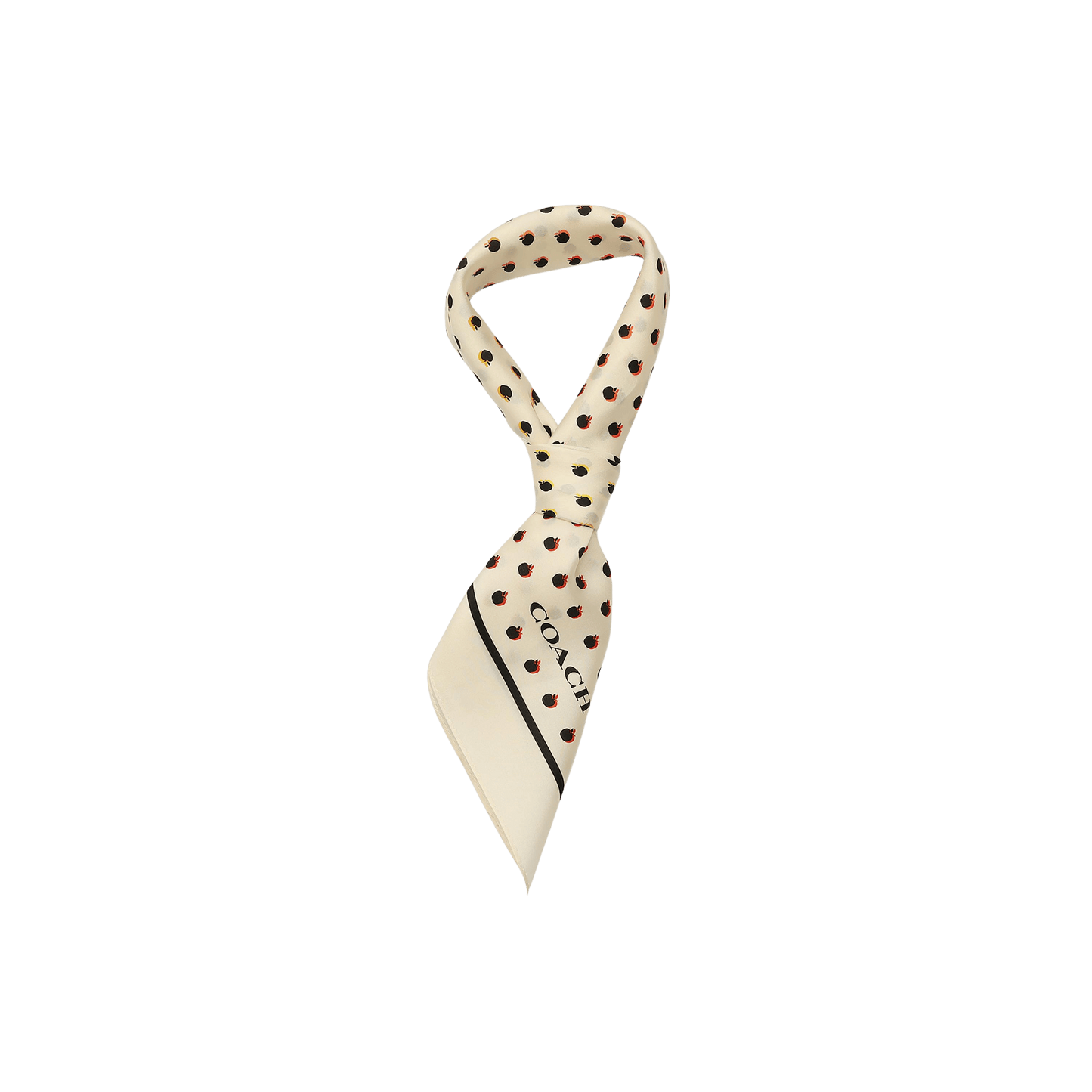 29CEH30-Apple Dot Printed Silk Bandana-Chalk