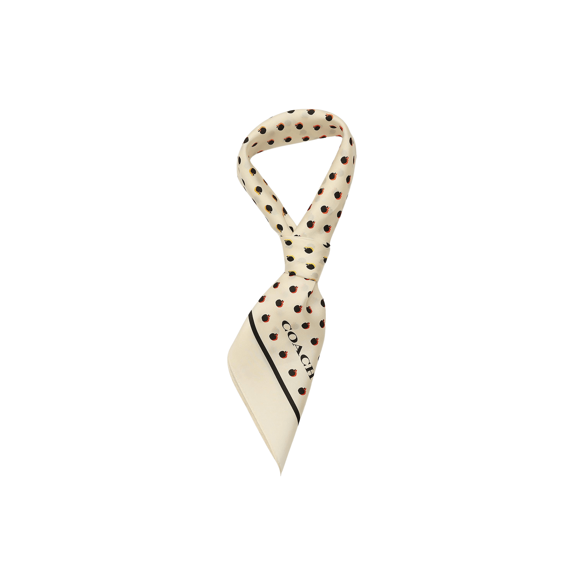 29CEH30-Apple Dot Printed Silk Bandana-Chalk