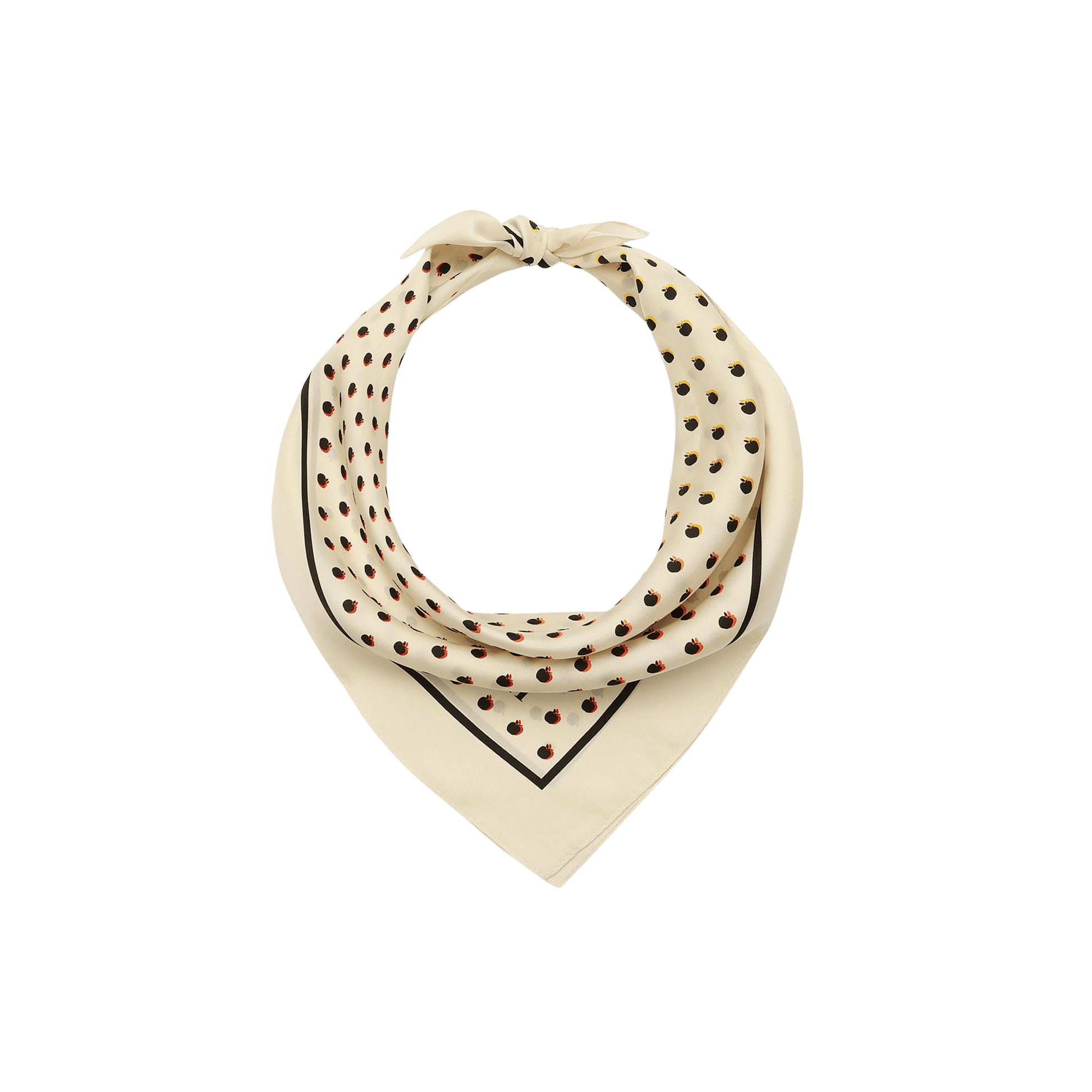 29CEH30-Apple Dot Printed Silk Bandana-Chalk