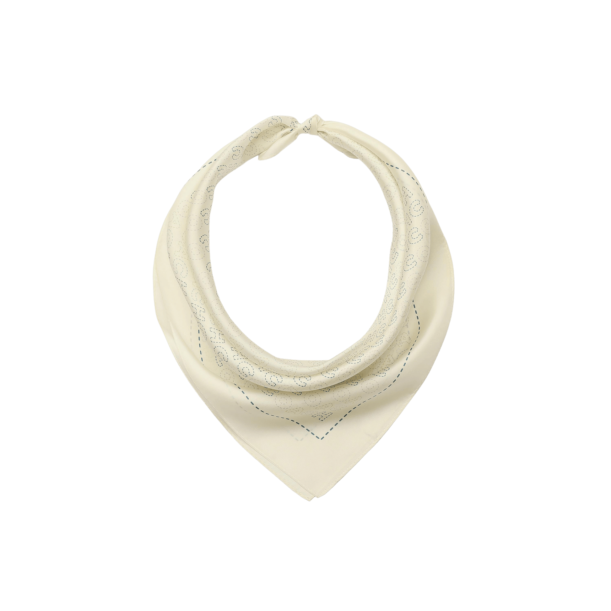 29CEH32-Stitch Printed Silk Bandana-Chalk / Blue