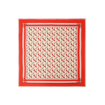 29CEH34-Horse & Carriage Straps Printed Silk Square-Flame Scarlett