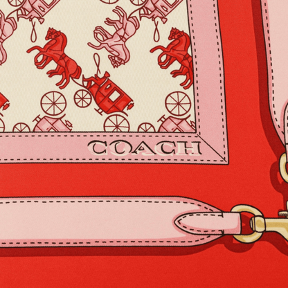 29CEH34-Horse & Carriage Straps Printed Silk Square-Flame Scarlett