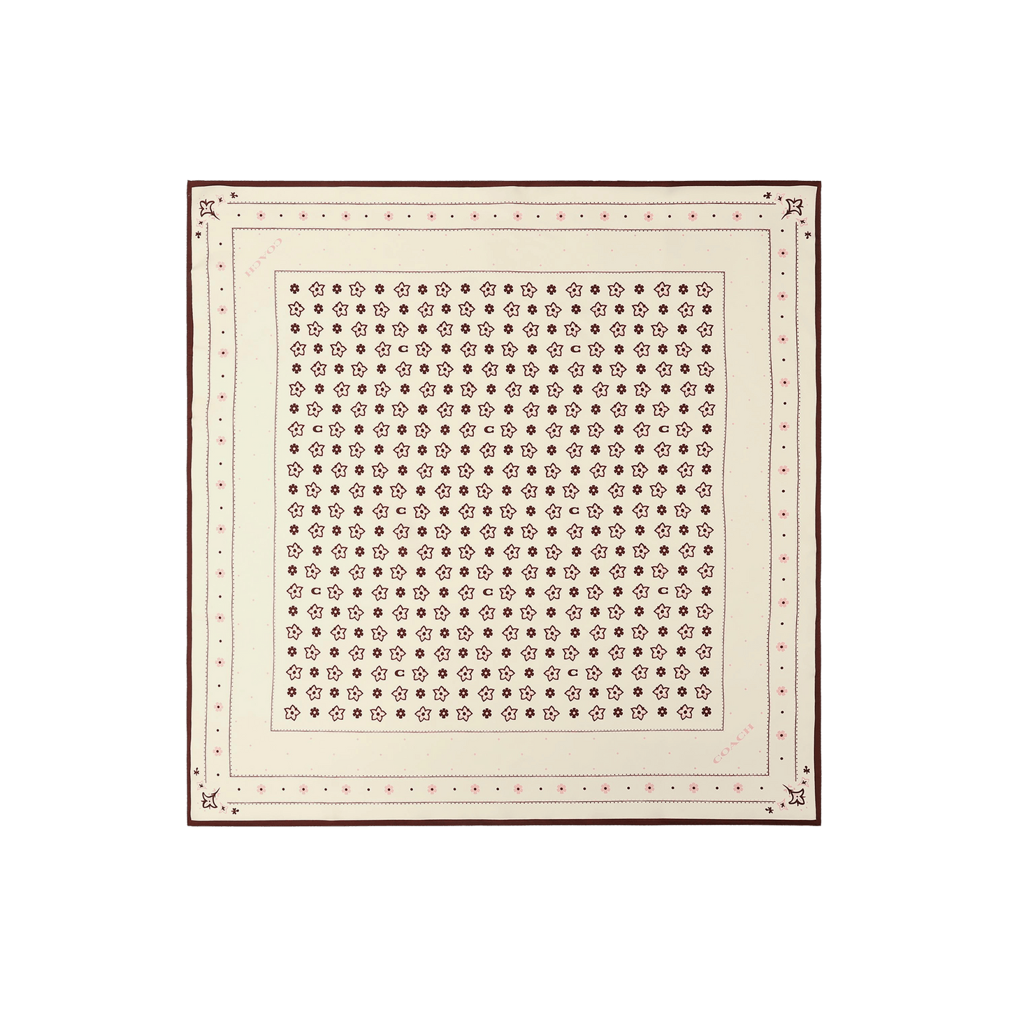 29CEH36-Western Floral Printed Silk Square-Chalk
