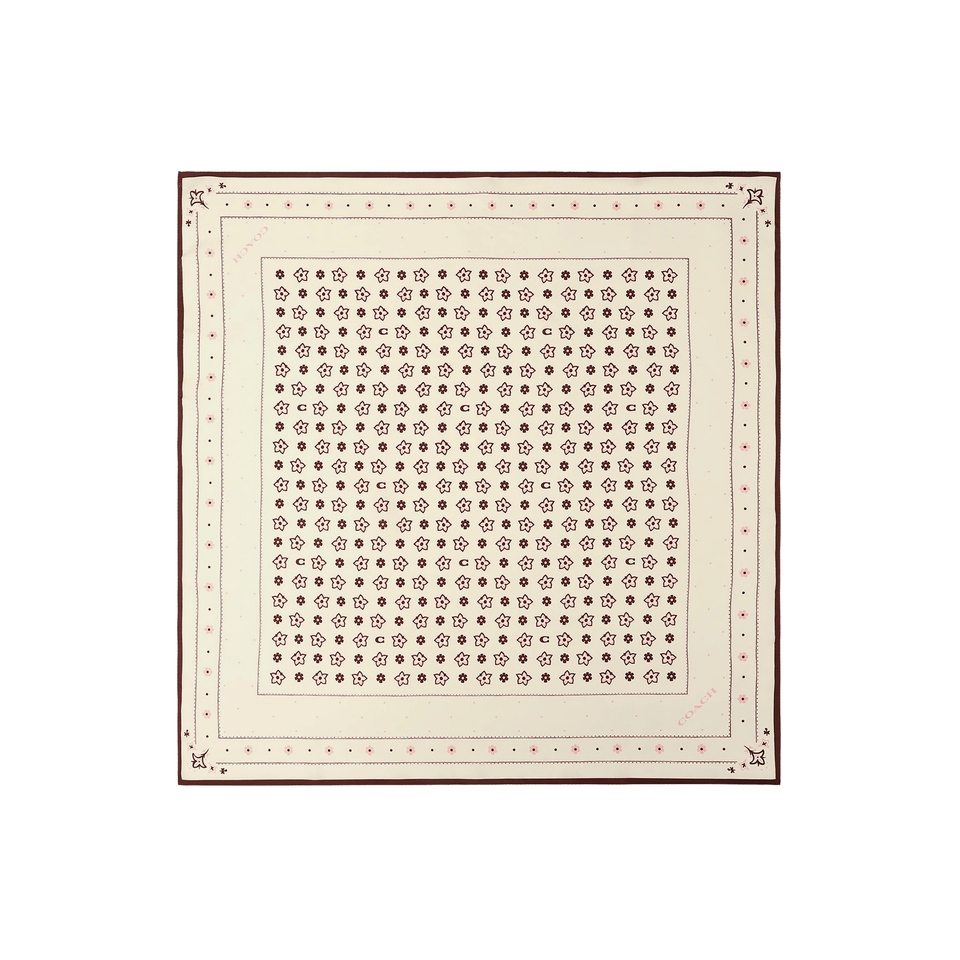 29CEH36-Western Floral Printed Silk Square-Chalk