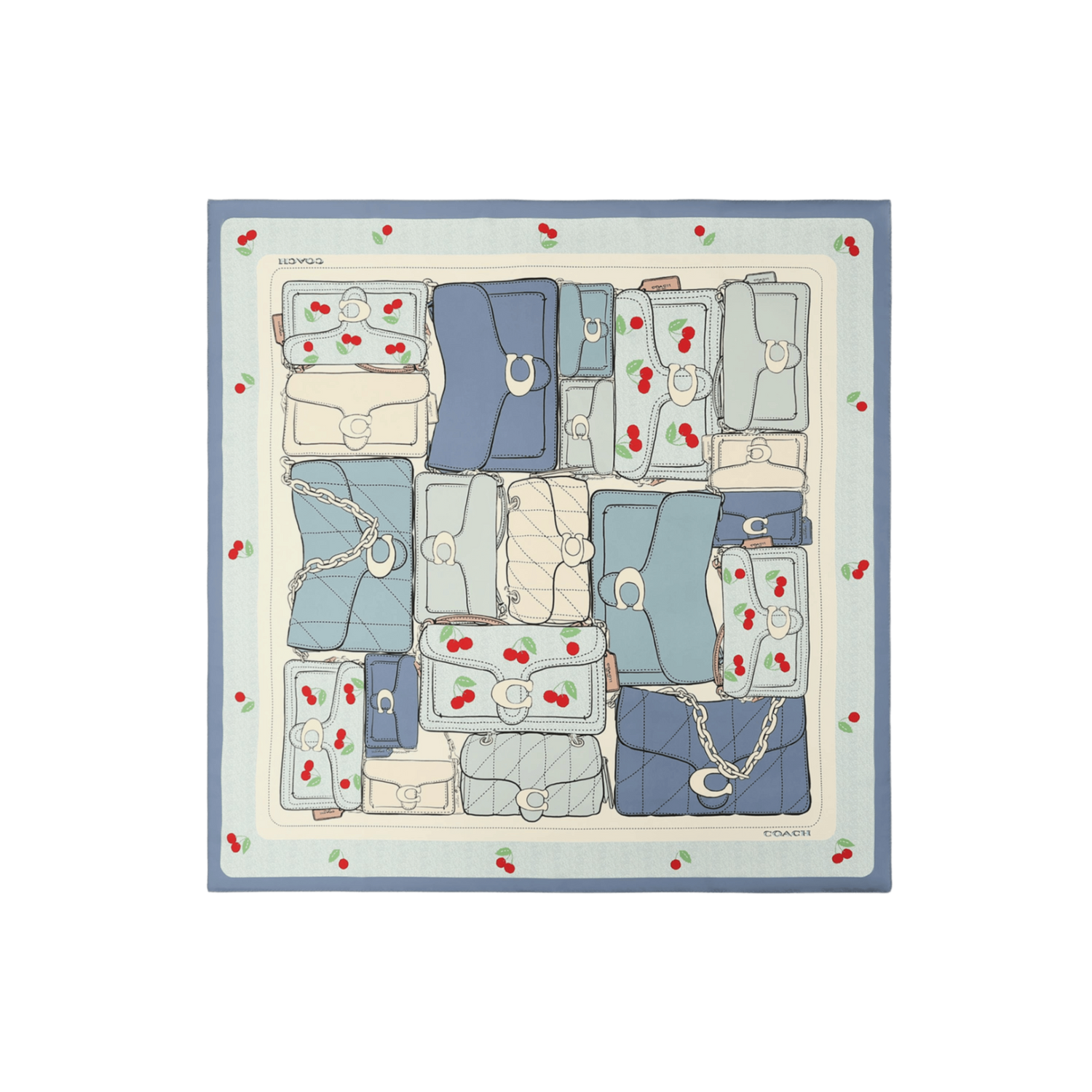 29CFG26-Tabby Cherry Printed Silk Square-Denim / Red Multi