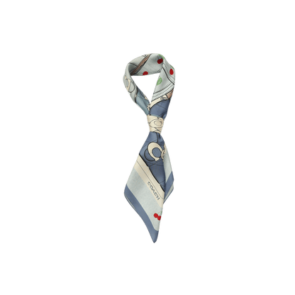 29CFG26-Tabby Cherry Printed Silk Square-Denim / Red Multi