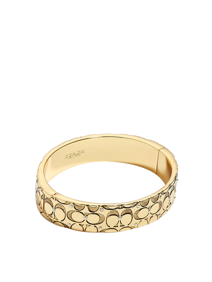 Quilted C Hinged Bangle Bracelet-341902GLD-Golden Shadow
