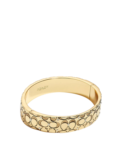Quilted C Hinged Bangle Bracelet-341902GLD-Golden Shadow