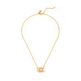 341916GLD-Pearl Signature C Pendant Necklace-Pink Pearl/Gold