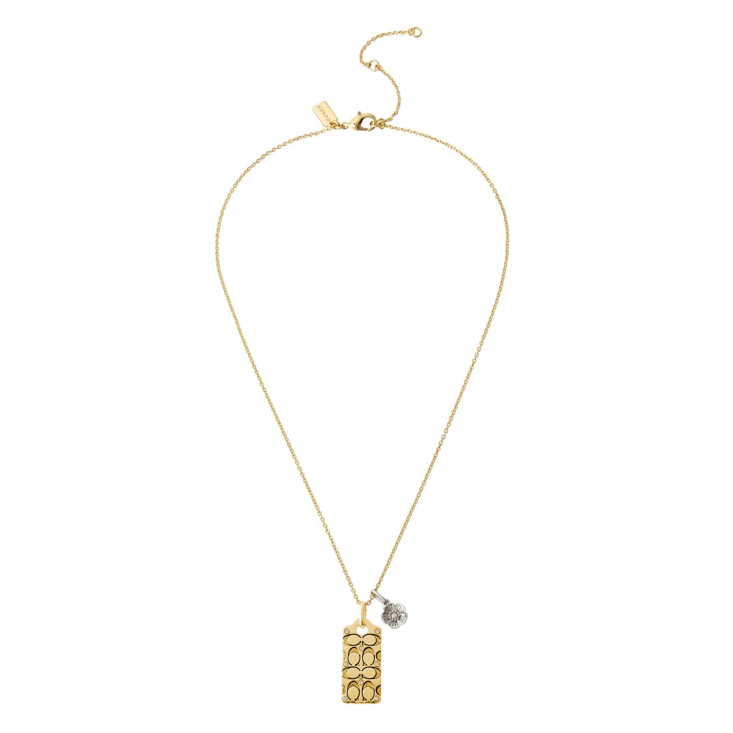 37341900GLD-Signature Quilted Pendant Necklace-Golden Shadow/Gold