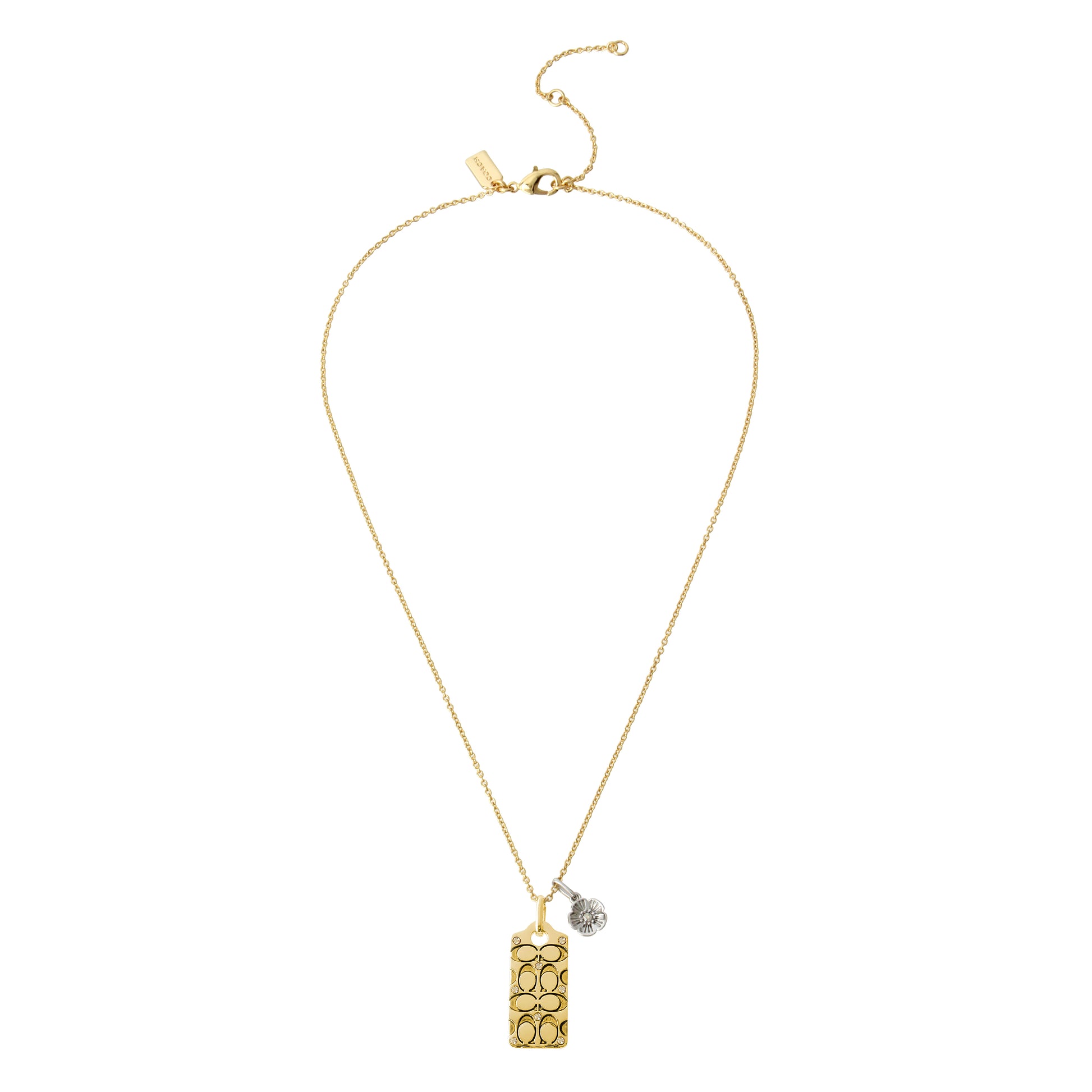 37341900GLD-Signature Quilted Pendant Necklace-Golden Shadow/Gold