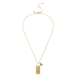 37341900GLD-Signature Quilted Pendant Necklace-Golden Shadow/Gold