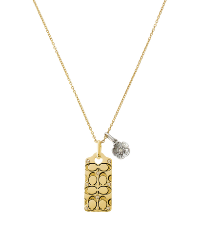 37341900GLD-Signature Quilted Pendant Necklace-Golden Shadow/Gold