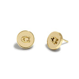 37352957GLD-Signature C Disc Stud Earrings-Shiny Gold