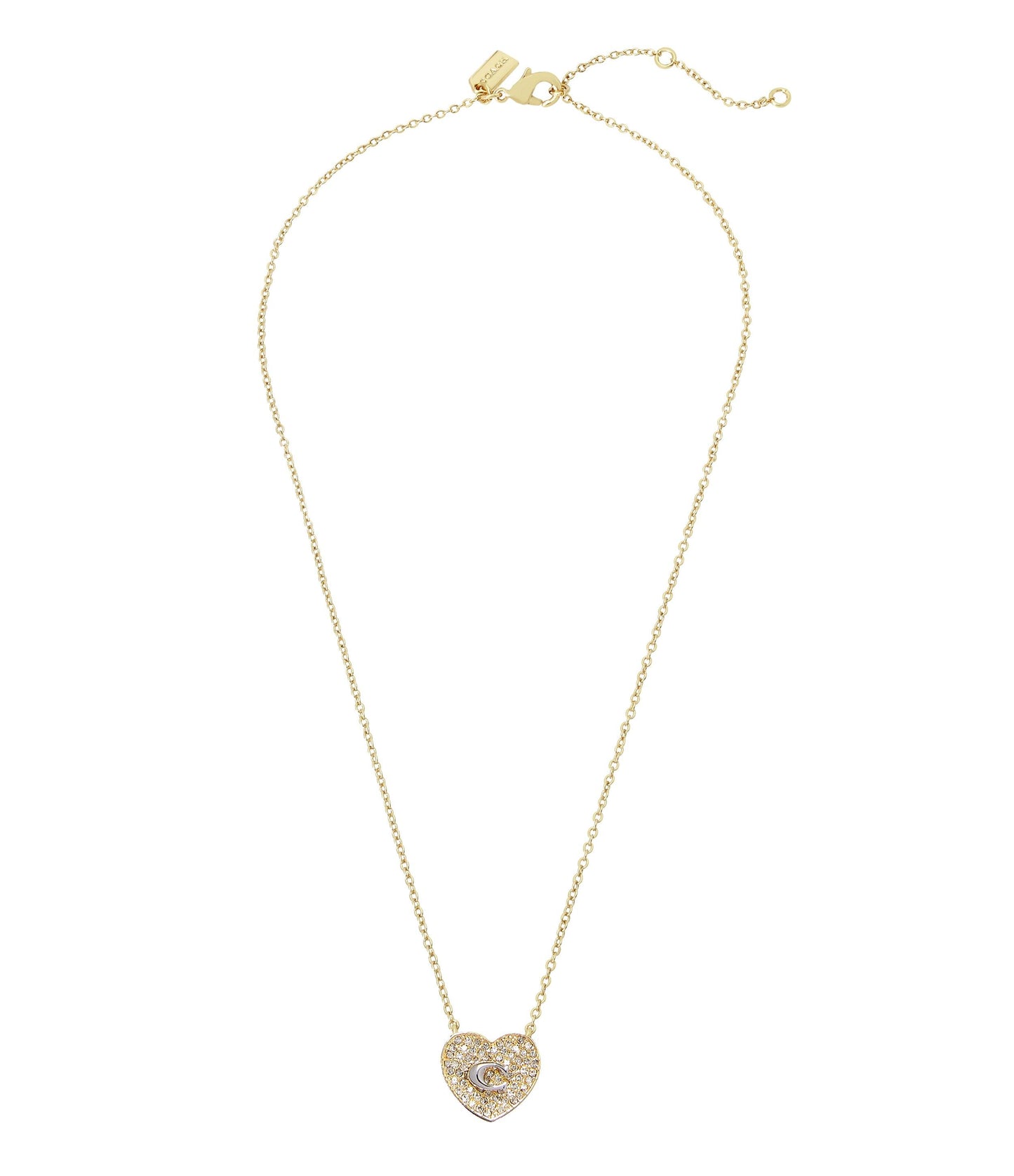 382694gld-c pave heart pendant necklace-golden shadow