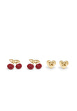 Cherry Heart Stud Earrings Set