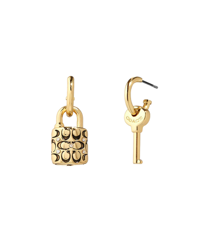 408087gld-quilted padlock huggie earrings-gold