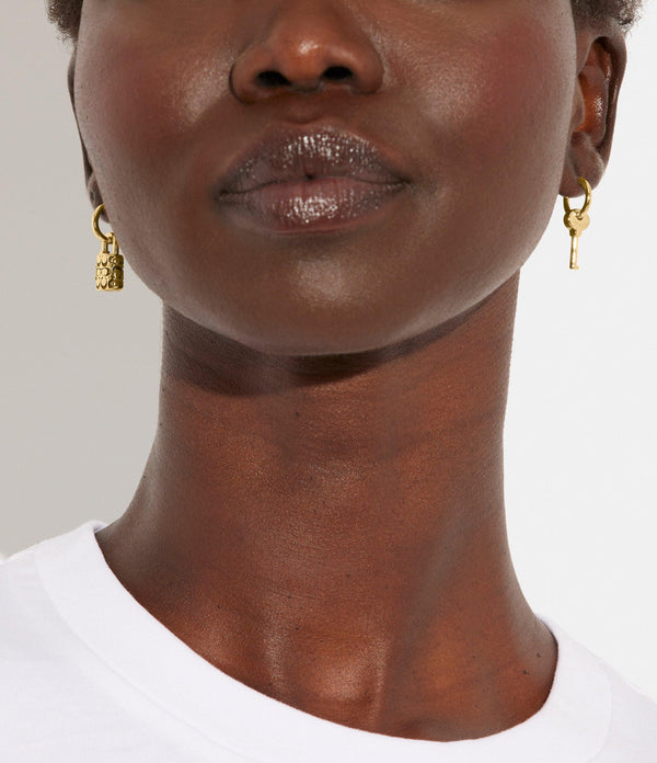 Quilted Padlock Huggie Earrings