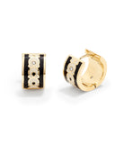 37408098GLD-Signature Huggie Earrings-Black/White/Gold