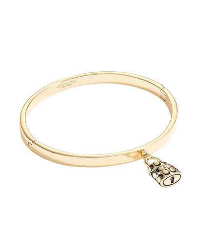 411127gld-quilted padlock bangle bracelet-gold