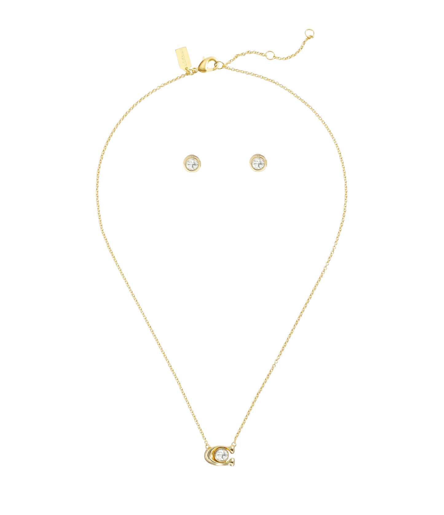 37412845GLD-Signature Necklace & Earring Set-Crystal/Gold