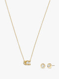 37412845GLD-Signature Necklace & Earring Set-Crystal/Gold