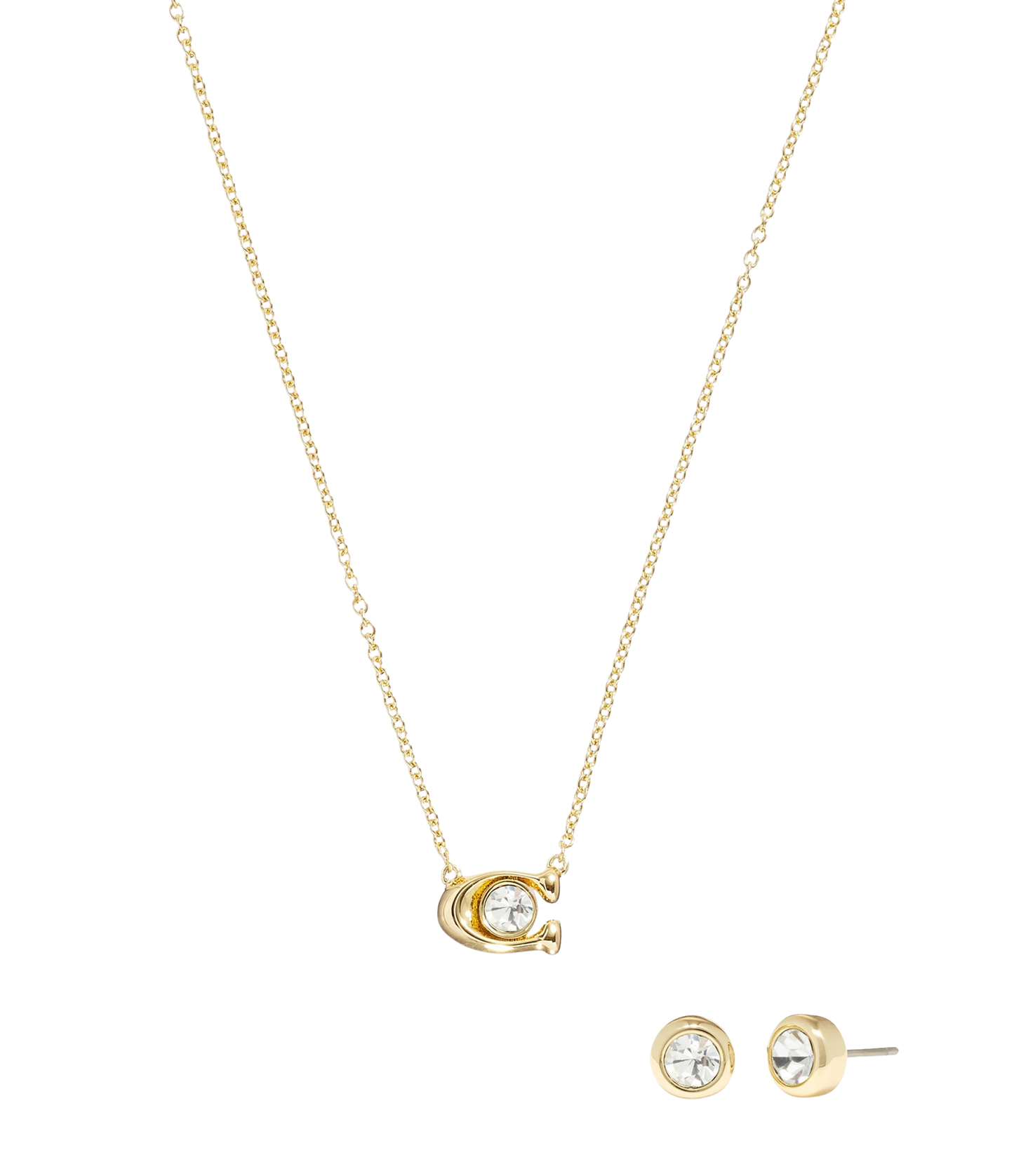 37412845GLD-Signature Necklace & Earring Set-Crystal/Gold