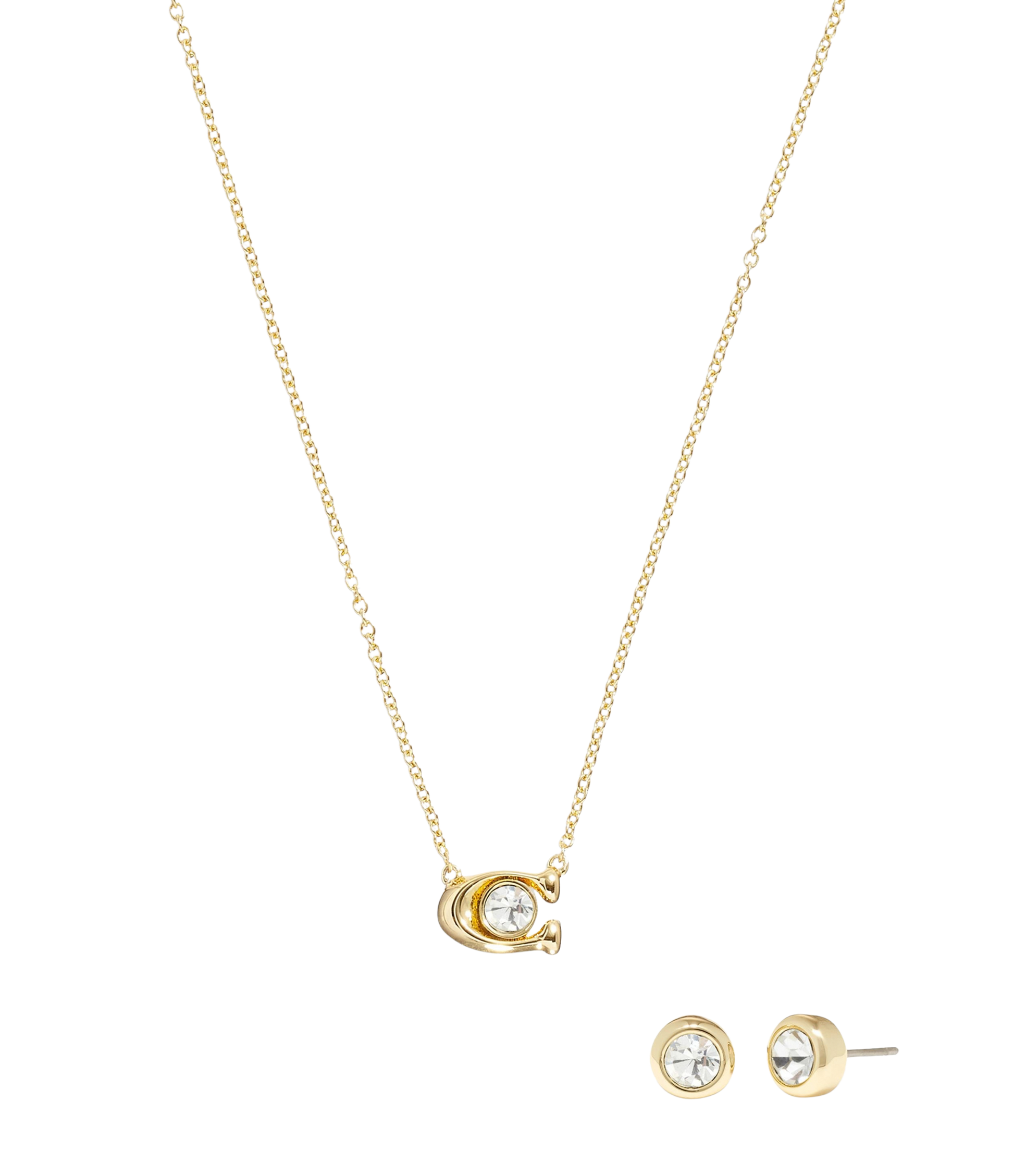 37412845GLD-Signature Necklace & Earring Set-Crystal/Gold
